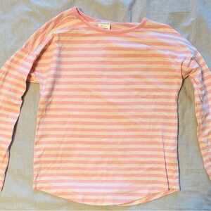 Hanna Andersson Pink and White Striped Long Sleeve Tee